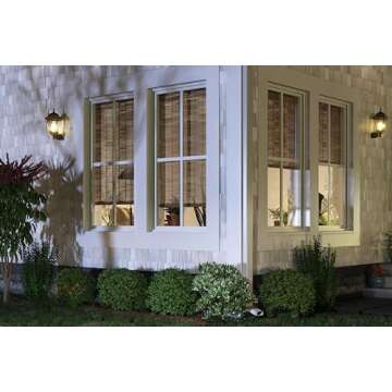 Cordless Woven Wood Roman Shades - Elegant Bamboo Mesh White, 24W x 36H