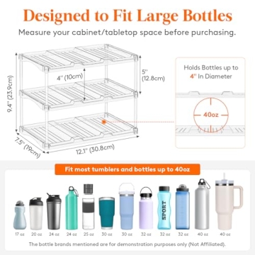 Lifewit Stackable Water Bottle Storage Organizer - Clear Freestanding Wine Holder