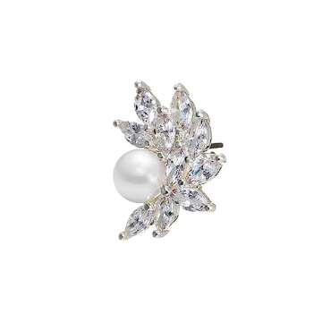 YMIMIWIWI Diamond & Pearl Stud Earrings for Women