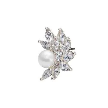 YMIMIWIWI Diamond & Pearl Stud Earrings for Women