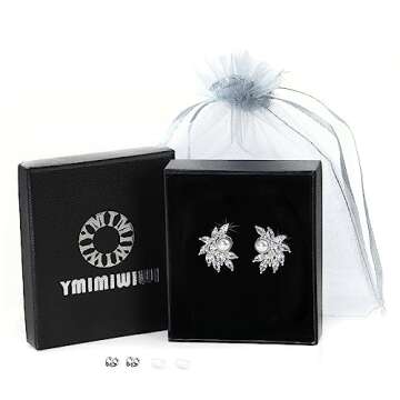 YMIMIWIWI Diamond & Pearl Stud Earrings for Women