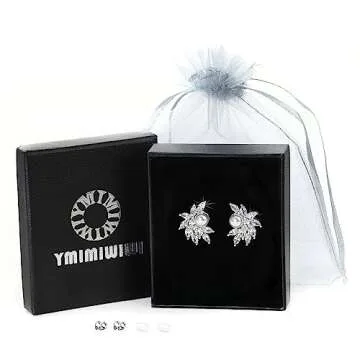 YMIMIWIWI Diamond & Pearl Stud Earrings for Women