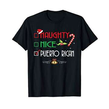 Nice Naughty Puerto Rican Matching Family Christmas Group T-Shirt