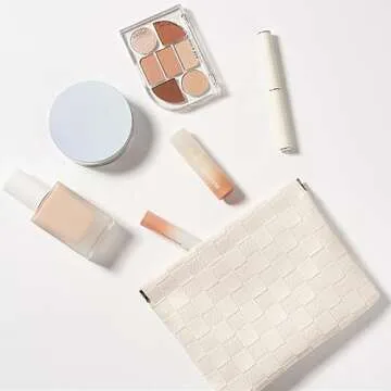 HIGH FIT Leather Pocket Cosmetic Bag for Purse,Coin Purse Lipstick Cosmetic Accessories Organizer, Travel Kit Storage Pouch,Waterproof Portable No Zipper Self-closing Small Makeup Pouch for Women