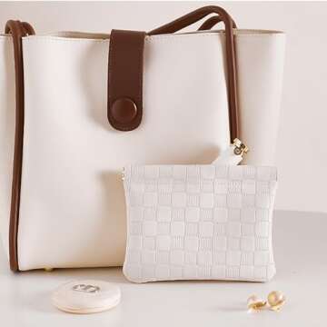 HIGH FIT Leather Pocket Cosmetic Bag for Purse,Coin Purse Lipstick Cosmetic Accessories Organizer, Travel Kit Storage Pouch,Waterproof Portable No Zipper Self-closing Small Makeup Pouch for Women