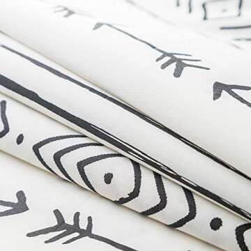 YuHeGuoJi Boho Duvet Cover Queen 100% Cotton Vintage Aztec Duvet Cover 3 Pcs Set 1 Black and White Geometric Duvet Cover with Zipper Ties 2 Pillowcases Bohemian Arrow Striped Bedding Set Luxury Soft