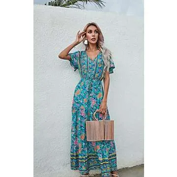 R.Vivimos Women's Floral Cotton Flowy Dress for Summer