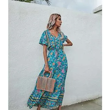 R.Vivimos Women's Floral Cotton Flowy Dress for Summer