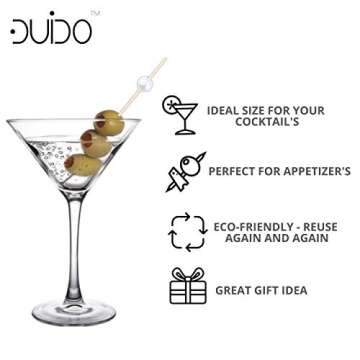 Bamboo Cocktail Picks Skewers Toothpicks - (Pack of 120) 4.75 Inch White Pearl Wooden Frill Tooth Pi...