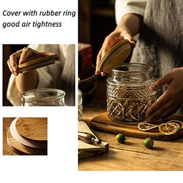 Prettidecor Glass Storage Jar, 38 FL OZ, Food Canisters with Bamboo Lid, Kitchen Containers Decorati...