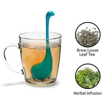 Mcles Aesackir Tea Leak Filter, Infuser, Strainer Drip Tray Included, Loose Steeper, Dinosaur Infuser with Steeping Spoon, Stainless Steel Silicone for Leaf Herbal
