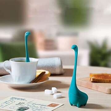 Mcles Aesackir Tea Leak Filter, Infuser, Strainer Drip Tray Included, Loose Steeper, Dinosaur Infuser with Steeping Spoon, Stainless Steel Silicone for Leaf Herbal