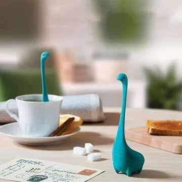 Mcles Aesackir Tea Leak Filter, Infuser, Strainer Drip Tray Included, Loose Steeper, Dinosaur Infuser with Steeping Spoon, Stainless Steel Silicone for Leaf Herbal