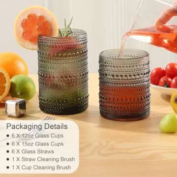 ZMOWIPDL Vintage Glassware Set of 12 Stylish Drinkware