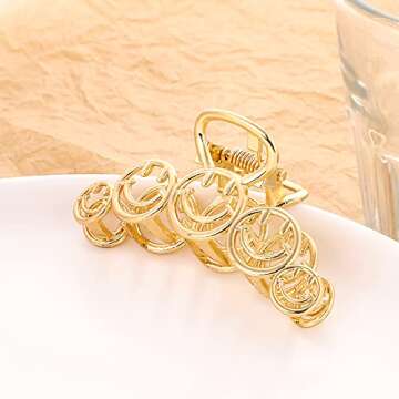 Smiley Face Hair Claw Clips for Women and Girls - 2PCS