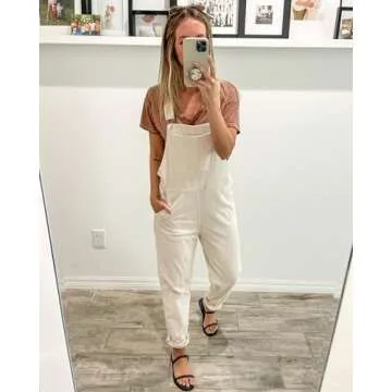 luvamia Corduroy Overalls for Women Adjustable Straps Fashion Bib Baggy Overalls Loose Overalls For Women Casual Vanilla White Overalls Size Small Fits Size 4 / Size 6