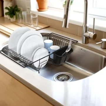 Stylish Over Sink Dish Drainer with Utensil Holder