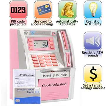 2024 Upgraded ATM Piggy Bank for Real Money for Kids and Adults - Interactive Money Management Tool ...