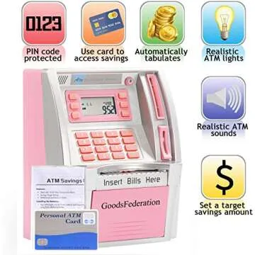 2024 Upgraded ATM Piggy Bank for Real Money for Kids and Adults - Interactive Money Management Tool ...