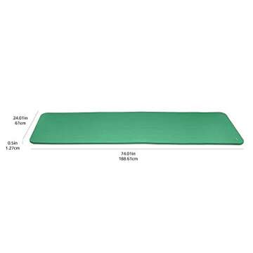 Amazon Basics Extra Thick Exercise Yoga Gym Floor Mat with Carrying Strap, 74 x 24 x .5 Inches, Green