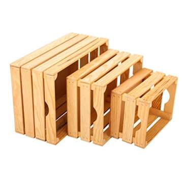 VINTAYARD Rustic Wood Crates for vintage decorative display, Nesting Crate set for storage and farmh...