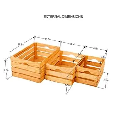 VINTAYARD Rustic Wood Crates for vintage decorative display, Nesting Crate set for storage and farmhouse style decor, wooden boxes made from 100% Wood (Natural Pine, Nested Set of 3)