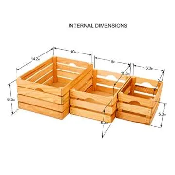 VINTAYARD Rustic Wood Crates for vintage decorative display, Nesting Crate set for storage and farmhouse style decor, wooden boxes made from 100% Wood (Natural Pine, Nested Set of 3)