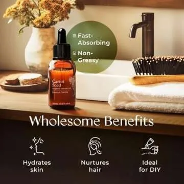 Gya Labs Organic Carrot Seed Oil for Hair & Skin - 100% Pure Natural Unrefined Carrot Carrier Oil for Face and Lip Care, Scalp & Body Massage (1 Fl Oz)