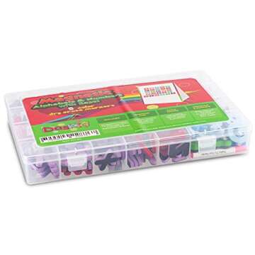 Tabletop Magnetic Easel Whiteboard (2 Sides) Includes:199 Magnetic ABC Alphabet Letters-Numbers-Symbol's, 5 Dry Erase Markers, & 1 Eraser. Drawing Art White Board Educational Kids Toy