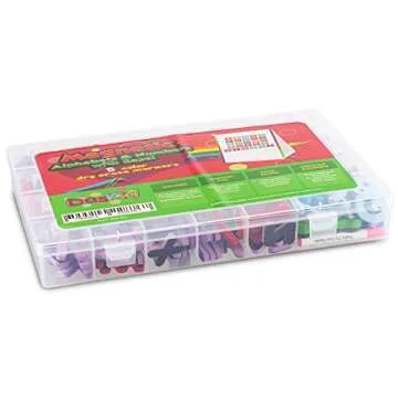 Tabletop Magnetic Easel Whiteboard (2 Sides) Includes:199 Magnetic ABC Alphabet Letters-Numbers-Symbol's, 5 Dry Erase Markers, & 1 Eraser. Drawing Art White Board Educational Kids Toy