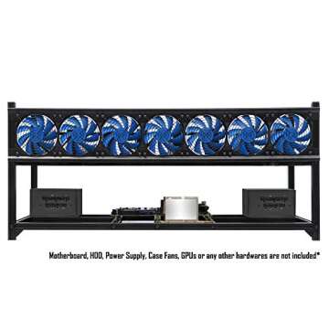 Kingwin 8 GPU Miner Rig Case Frame – Premium Stackable Aluminum Mining Rig Enclosure for Efficient...