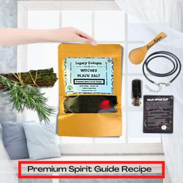 Witches Black Salt for Protection from Evil Altar Supplies Spiritual Sage Witchcraft Herbs, Wicca Witch Salt Kit |Customize with FREE Gift