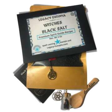 Witches Black Salt for Protection from Evil Altar Supplies Spiritual Sage Witchcraft Herbs, Wicca Witch Salt Kit |Customize with FREE Gift