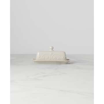 Lenox French Perle Covered Butter Dish, White -