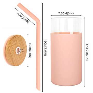 Eco-Friendly CNVOILA Glass Tumbler with Straw & Lid 16oz
