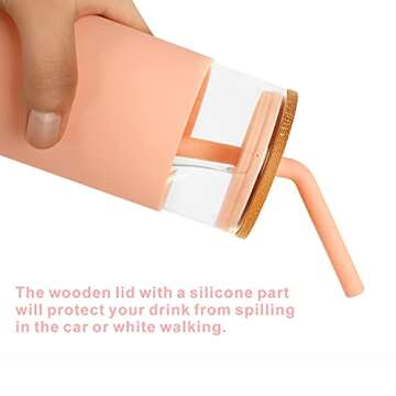 Eco-Friendly CNVOILA Glass Tumbler with Straw & Lid 16oz