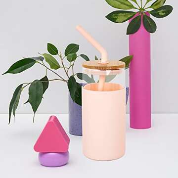 Eco-Friendly CNVOILA Glass Tumbler with Straw & Lid 16oz