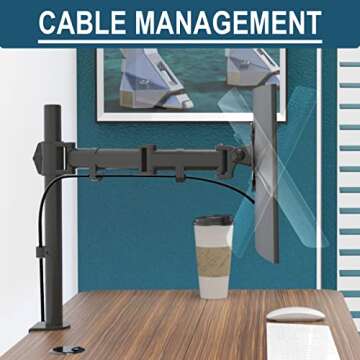Gibbon Mounts Single Monitor Desk Mount, Fully Adjustable Monitor Arm Stand Fit 1 Screen up to 27 Inch with VESA 75X75 and 100X100, 17.6 lbs Capacity, C-Clamp Base