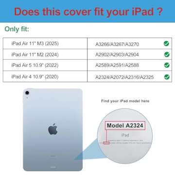 ProCase Smart Case for iPad Air 11-inch M3 2025/M2 2024/10.9” Air 5th 4th 2022 2020, Protective Co...