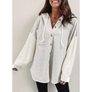 SHEWIN Women's Cozy Button Oversized Hoodie for Fall Fashion