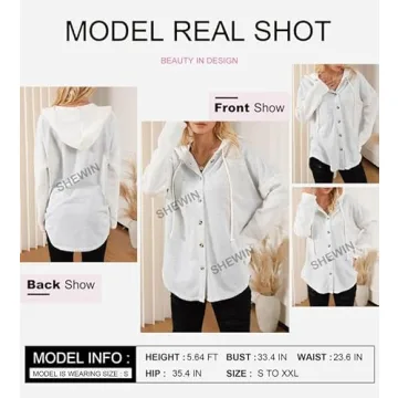 SHEWIN Women's Cozy Button Oversized Hoodie for Fall Fashion