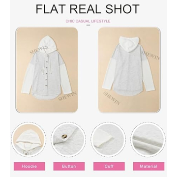 SHEWIN Women's Cozy Button Oversized Hoodie for Fall Fashion