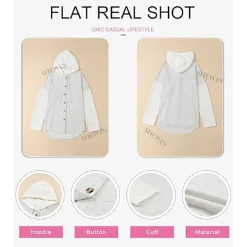 SHEWIN Women's Cozy Button Oversized Hoodie for Fall Fashion