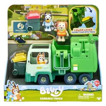 Bluey Garbage Truck - 2.5" Bluey and Bin Man poseable Figures with Playset, Multicolor
