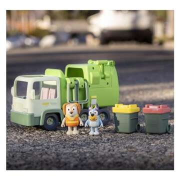 Bluey Garbage Truck - 2.5" Bluey and Bin Man poseable Figures with Playset, Multicolor