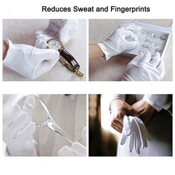 Breathable Cotton Gloves for Eczema and Inspections - 12 Pairs