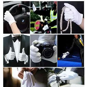 Breathable Cotton Gloves for Eczema and Inspections - 12 Pairs