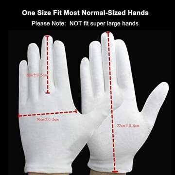 Breathable Cotton Gloves for Eczema and Inspections - 12 Pairs