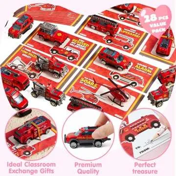 JOYIN Fire Rescue Vehicles Valentines Gift Set for Kids