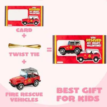 JOYIN Fire Rescue Vehicles Valentines Gift Set for Kids